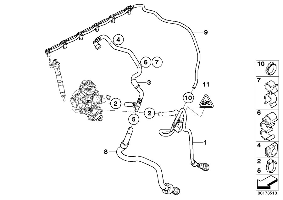 bmw X5 Conduite de retour de carburant. Dispositif, injection